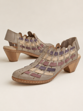 Load image into Gallery viewer, Rieker soft leather interweave slingback heel sandal
