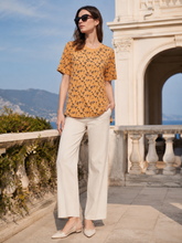 Load image into Gallery viewer, Saint Tropez Ditsy Print Short Sleeve Woven Top

