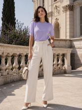 Load image into Gallery viewer, Saint Tropez Milasz Lavender Melange Fine Knit Short Sleeve Jumper
