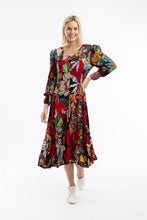 Load image into Gallery viewer, Orientique Staying Alive Print Crinkle Long Sleeve Godet Woven Dress - Boutique on the Green 

