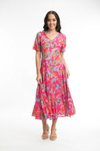 Load image into Gallery viewer, Orientique Symi Print Crinkled Short Sleeve Godet Midi Dress - Boutique on the Green 
