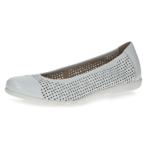 Caprice White Soft Leather Cut Out Ballerina Shoe - Boutique on the Green 