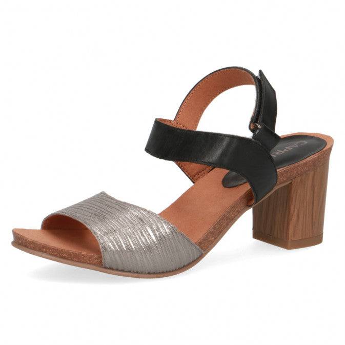 Caprice leather strappy block heel shoe