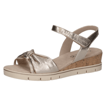 Load image into Gallery viewer, Caprice Leather Open Toe Twist Detail Cork Wedge Sandal
