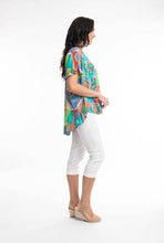 Load image into Gallery viewer, Orientique Zio Turq Organic Cotton Frill Trim &amp; Sleeve Woven Top
