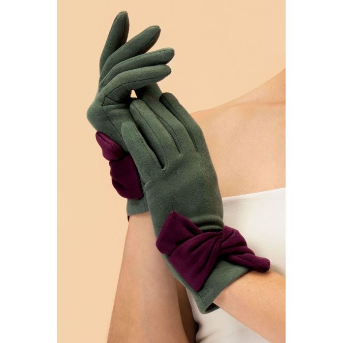 Powder Faux Suede Henrietta Gloves - Fern & Damson - Boutique on the Green 