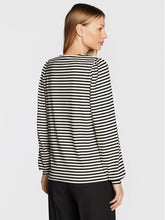 Load image into Gallery viewer, BYoung Remi Black &amp; White Stripe Textured Stretch Long Sleeve T-Shirt - Boutique on the Green 
