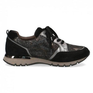 Wide Fit Suede & Snake Zip & Lace Up Trainer