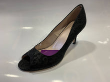 Load image into Gallery viewer, Black shimmer peep toe heeled court shoe - Boutique on the Green 
