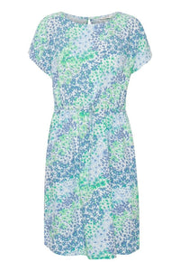 BYoung Joella Printed Short Sleeve Drawstring Waist Round Neck Tunic Style Dress - Boutique on the Green 