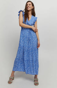 BYoung Joella Warstwowa sukienka maxi z falbankami i dekoltem w kształcie litery V