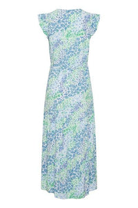 Warstwowa sukienka maxi BYoung Joella z nadrukiem, falbankami, rękawami w kształcie litery V i sznurkiem w talii