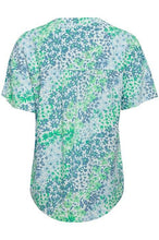 Load image into Gallery viewer, BYoung Joella Printed Mandarin Collar Open Front Short Sleeve Tunic Blouse - Boutique on the Green 
