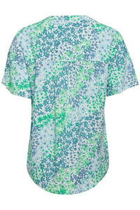 BYoung Joella Printed Mandarin Collar Open Front Short Sleeve Tunic Blouse - Boutique on the Green 