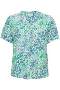 BYoung Joella Printed Mandarin Collar Open Front Short Sleeve Tunic Blouse - Boutique on the Green 