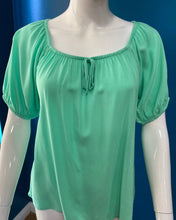 Load image into Gallery viewer, BYoung Joella Short Sleeve Gypsy Style Blouse With Front Tie Detail
