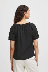 BYoung Joella Short Sleeve Gypsy Style Blouse With Front Tie Detail