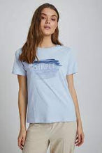 Load image into Gallery viewer, BYoung Safa Blue Pure Cotton Short Sleeve Placement Print T-Shirt
