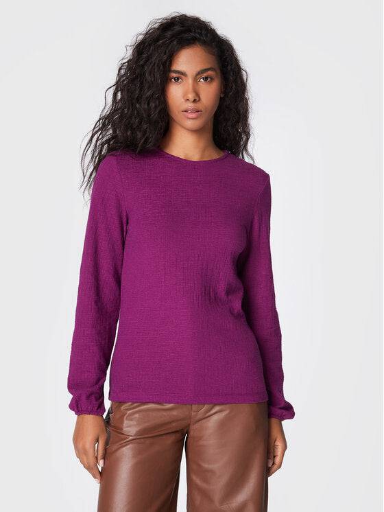 BYoung Uswa Long Sleeve Textured T-Shirt in Surf The Web Blue