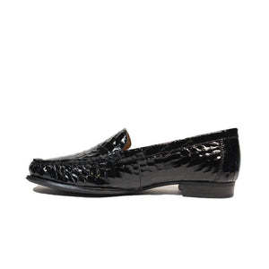 Caprice Black Leather Patent Moc Croc Slip On Loafer - Boutique on the Green 