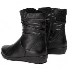Load image into Gallery viewer, Caprice Black Soft Leather Warm Lined Rouched Ankle Boot
