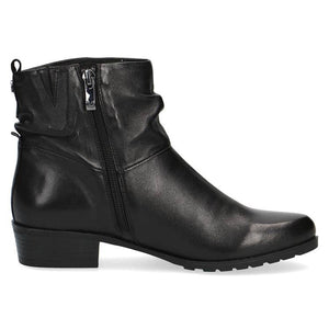 Caprice Black Super Soft Leather Rouched Ankle Boot