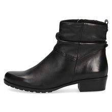 Load image into Gallery viewer, Caprice Black Super Soft Leather Rouched Ankle Boot
