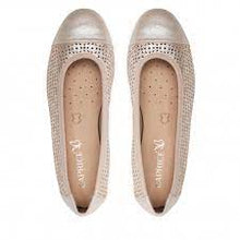 Load image into Gallery viewer, Caprice Gold Shimmer Soft Leather Cut Out Ballerina Shoe
