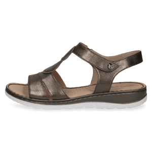 Caprice Gunmetal Leather T-Bar Style Sandal - Boutique on the Green 