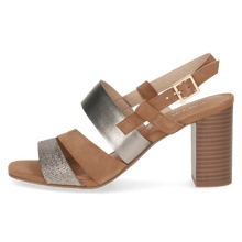 Load image into Gallery viewer, Caprice Hazel Leather Multi Strap With Metallic Block Heeled Sandal
