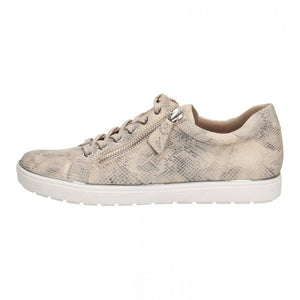 Caprice Leather Lace & Zip Up Classic Trainer Pump With Silver Trim