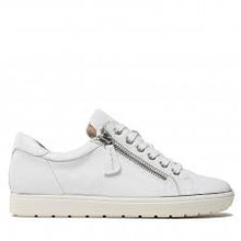 Load image into Gallery viewer, Caprice Leather Lace &amp; Zip Up Classic Trainer Pump With Silver Trim
