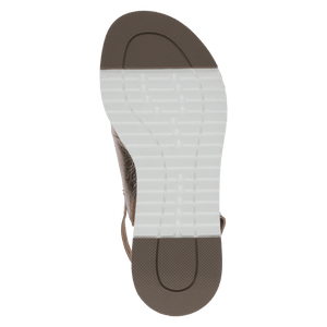 Skórzane, metaliczne sandały Caprice z paskiem na plecach i sportowym stylem