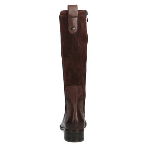 Caprice Leather Mix Dark Brown Flat Knee High Boot - Boutique on the Green 
