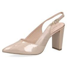 Load image into Gallery viewer, Caprice Leather Taupe Patent Pointed Toe High Heel Slingback Shoe
