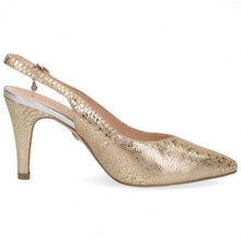 Load image into Gallery viewer, Caprice light gold reptile leather pointed toe slingback shoe
