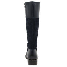 Load image into Gallery viewer, Caprice Navy Leather &amp; Suede Extra Small Calf Flat Knee High Boot
