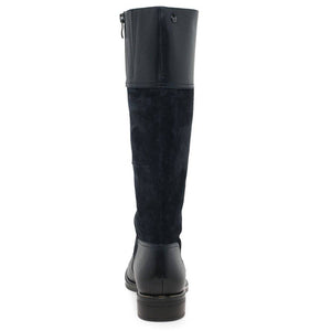 Caprice Navy Leather & Suede Extra Small Calf Flat Knee High Boot