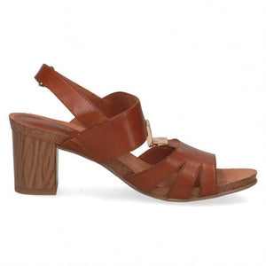 Caprice tan leather block heel strappy sandal