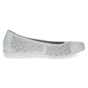 Caprice White Soft Leather Cut Out Ballerina Shoe