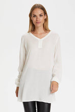 Load image into Gallery viewer, Kaffe Amber off white crinkle woven long sleeve tunic blouse
