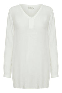 Bluzka-tunika z długim rękawem Kaffe Amber w kolorze złamanej bieli 