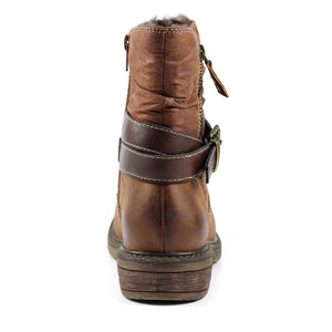Lunar Chime II Brown Water Repellent Rouched & Strap Trim Fur Lined Boot - Boutique on the Green 