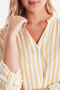 Koszula BYoung w cukierkowe paski z wywijanymi rękawami