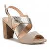 Load image into Gallery viewer, Cream Leather Snake Trim Cross Over Open Toe Block Heel
