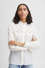 Load image into Gallery viewer, BYoung Ibisa Off White Pure Cotton Long Sleeve Pintuck &amp; Crochet Detailed Shirt - Boutique on the Green 
