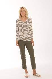 Pomodoro 100% Cotton Zebra Print Fine Knit Jumper - Boutique on the Green 