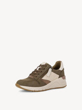 Load image into Gallery viewer, Tamaris Olive Combo Wedge Lace &amp; Zip Up Trainer
