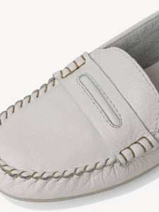 Tamaris White Leather Stitch Detailed Slip On Moccasin