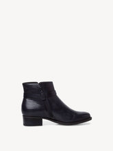 Load image into Gallery viewer, Tamaris Navy Leather Moc Croc &amp; Buckle Heeled Ankle Boot - Boutique on the Green 
